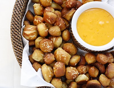 Biscuit Pretzel Bites with Hot Dogs and Nacho Cheese Dipping Sauce