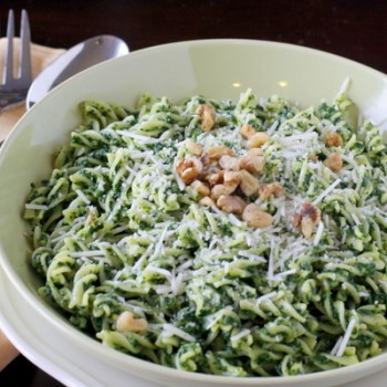 Pasta with Kale and Walnut Pesto