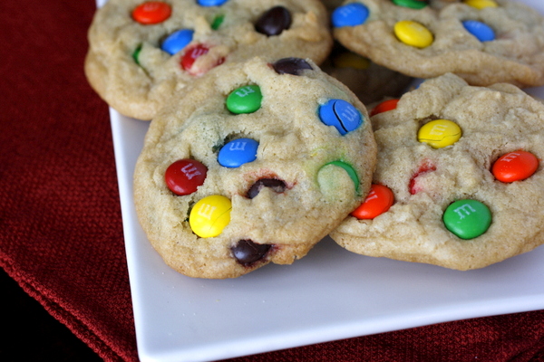 MM Cookies (soft and chewy) using Valentine's Day m&ms - Dessert for Two